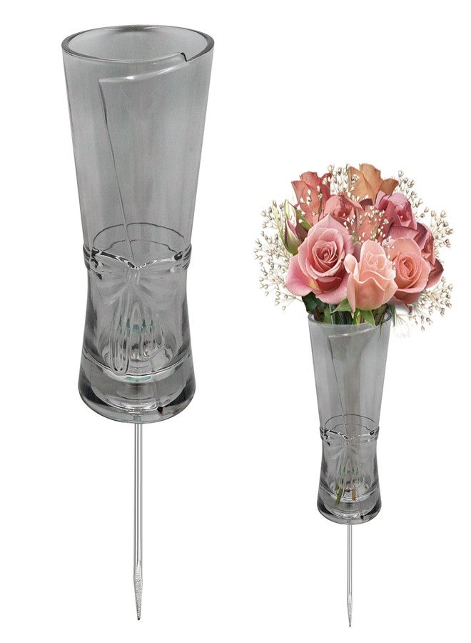 Oooct Cemetery Vase for Grave Decorations with Metal Spike, Grass Vase for Memorial Markers, Graveside Decor Sign for Outdoor Yard Lawn - Image 1